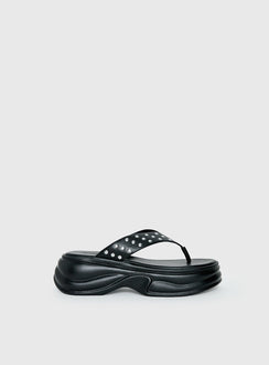 Fienna Platform Thong Sandals Black