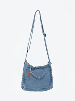 Denim crossbody bag Adjustable crossbody strap, fixed shoulder straps, zip fastening