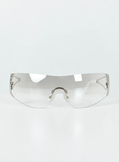 Sunglasses Frameless design Silver-toned Silicone nose pads Diamante detail Clear lenses Lightweight