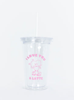 I Love You A Latte Iced Coffee Tumbler Clear / Pink