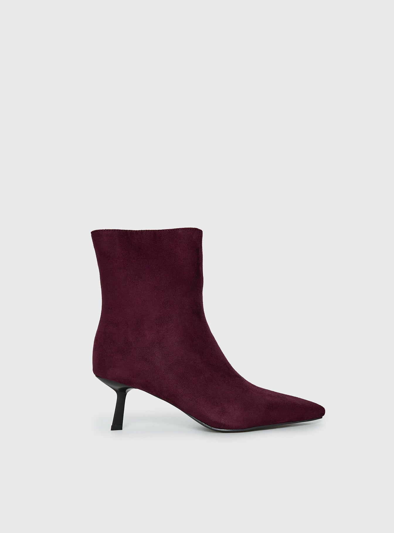 Serene Faux Suede Pointed Toe Ankle Boots Burgundy