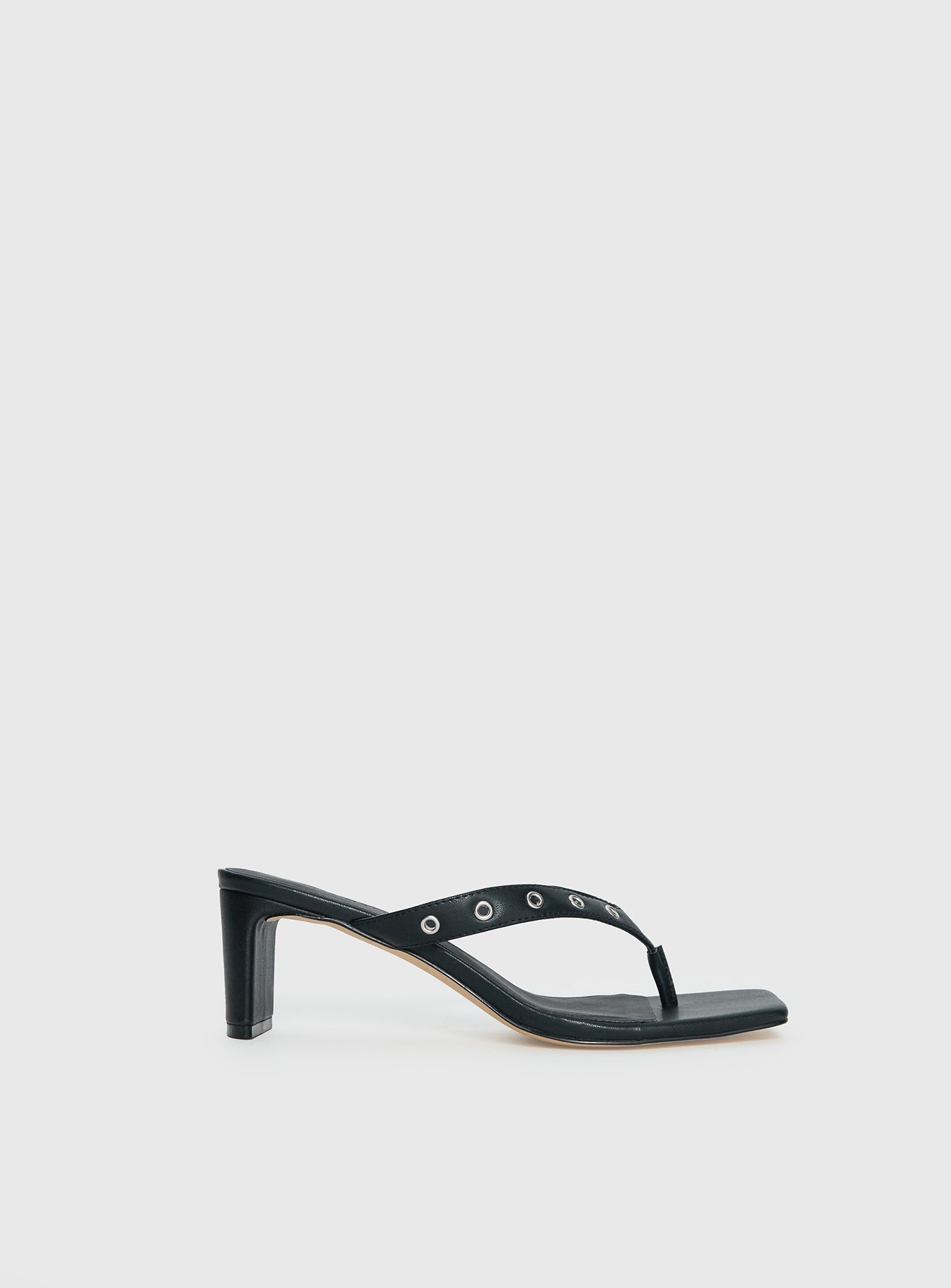 Party Hour Stud Detail Thong Heels Black