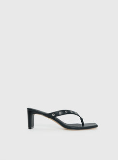 Party Hour Stud Detail Thong Heels Black