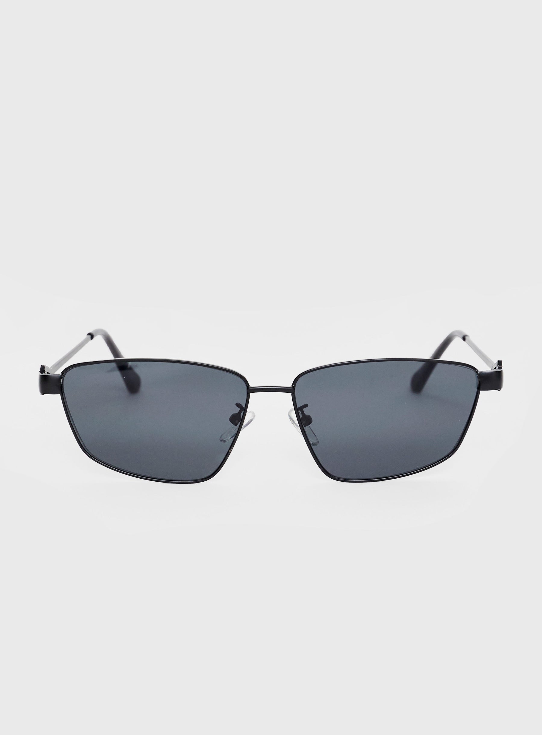Metal frame sunglasses Adjustable nose pads, smoke tinted lens