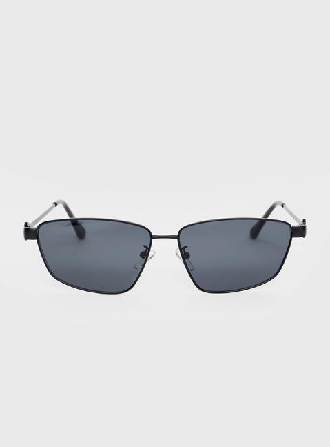 Metal frame sunglasses Adjustable nose pads, smoke tinted lens
