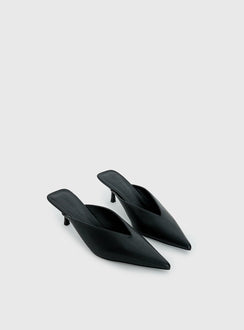 Priella Pointed Toe Kitten Heels Black