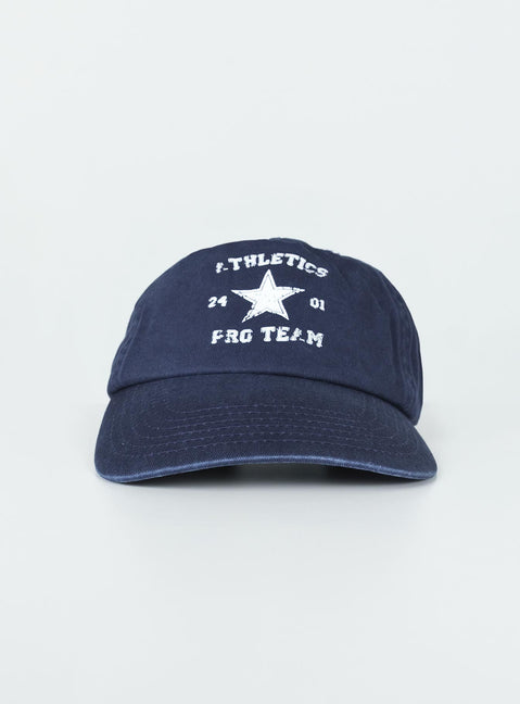 Blue dad cap White graphic print 