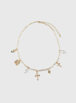 Super Trouper Charm Necklace Gold