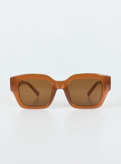 Brown sunglasses Oversized frame  Brown tinted lenses Moulded nose bridge  