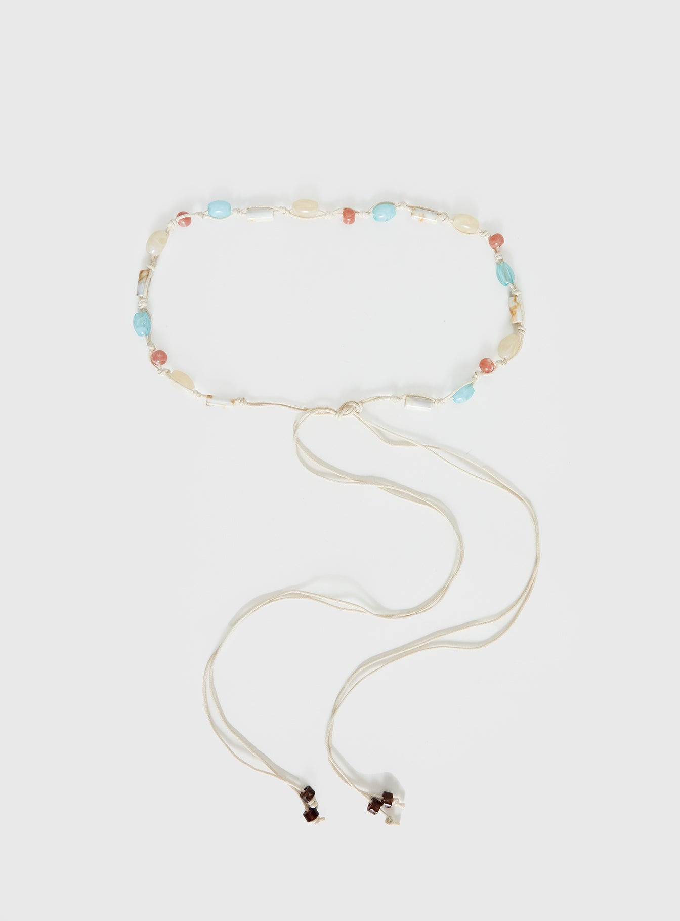 Angeleah Bead Detail Wrap Belt Blue / Beige