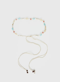 Angeleah Bead Detail Wrap Belt Blue / Beige