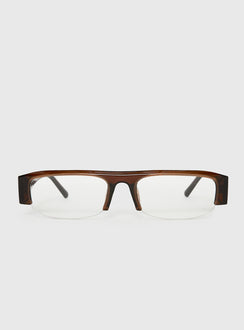 Elzie Blue Light Rectangle Glasses Brown / Clear