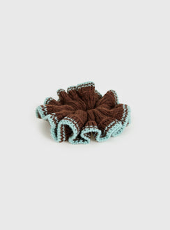 Yumie Knit Scrunchie Chocolate / Blue