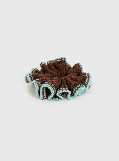 Yumie Knit Scrunchie Chocolate / Blue