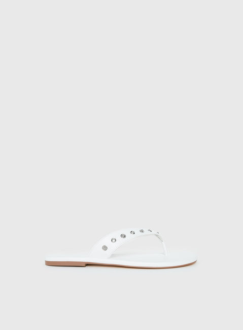 Lyana Eyelet Detail Sandals White
