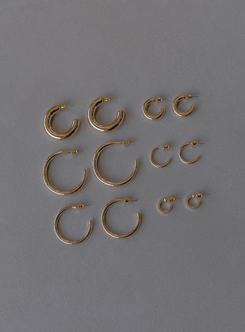 Earring pack 100% recycled zinc Pack of six  Stud fastening  Hoop style 