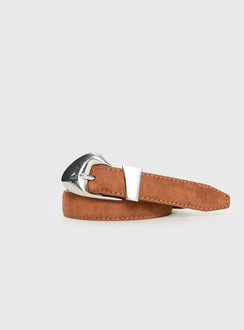 You're Strong Belt Faux Suede Brown / Silver