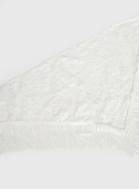 Elizebeth Tie Waist Tassel Belt White