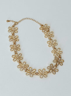 Necklace Choker style Flower detail Gold-toned Lobster clasp fastening