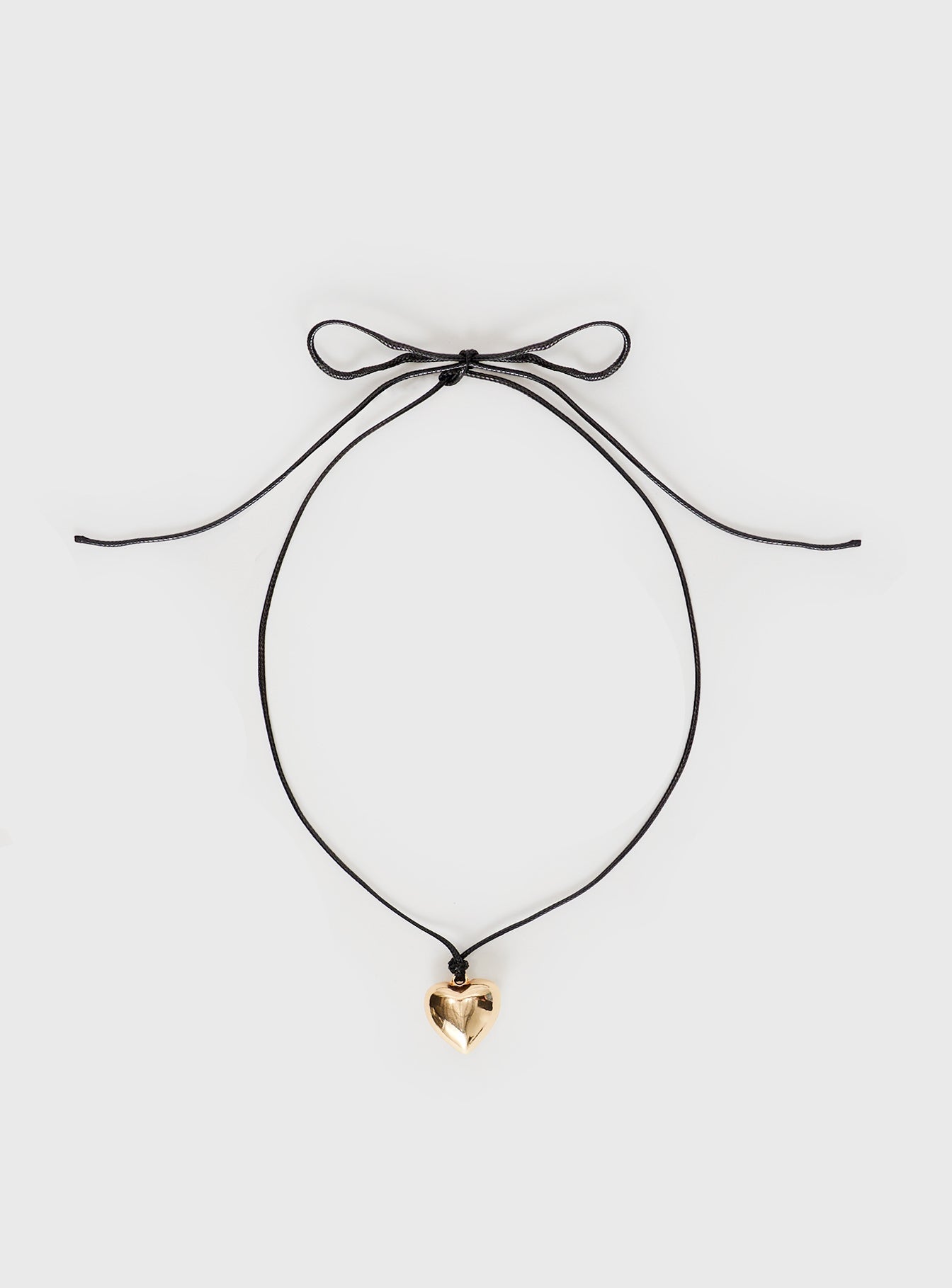 Gold-toned necklace Heart pendant, adjustable tie fastening