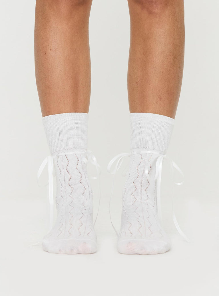 Bronson Ribbon Socks White