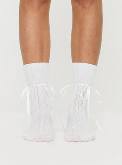 Bronson Ribbon Socks White
