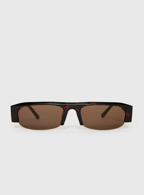 Elzie Rectangle Sunglasses Brown / Tort