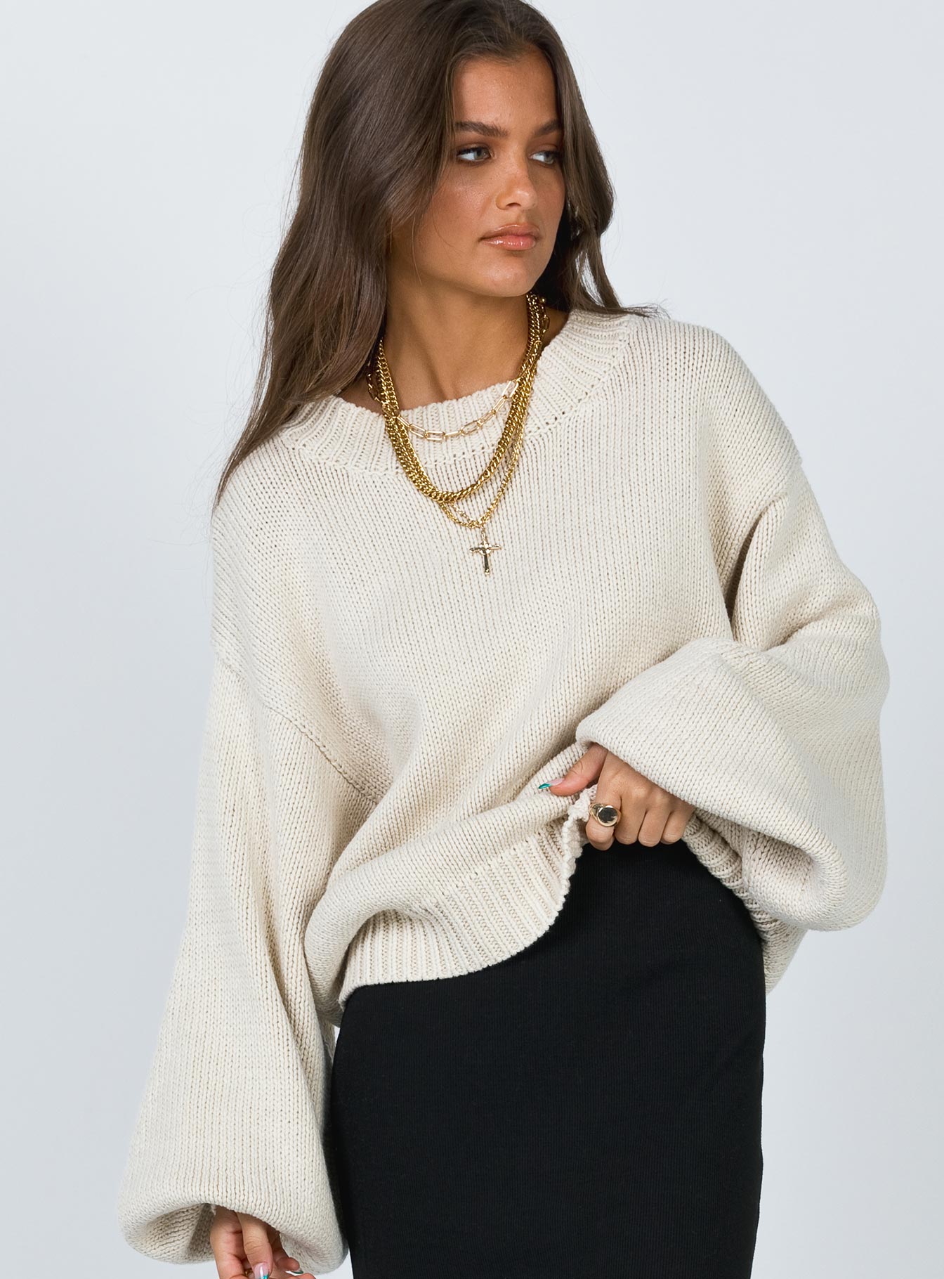 product Harmony Knit Sweater Beige Princess Polly  Cropped 