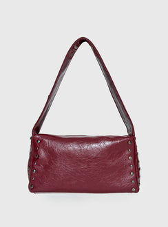 Kaiser Stud Detail Shoulder Bag Burgundy