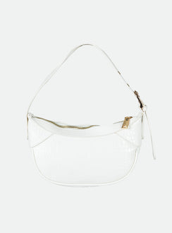 Shoulder bag Faux croc leather Adjustable shoulder strap Gold-toned hardware Zip fastening Flat base