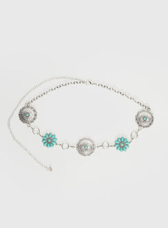 Like A Charm Chain Belt Silver / Blue