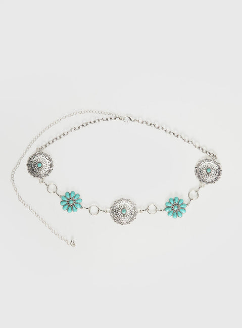 Like A Charm Chain Belt Silver / Blue