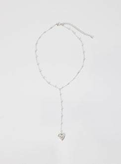 Necklace Silver toned, heart pendant