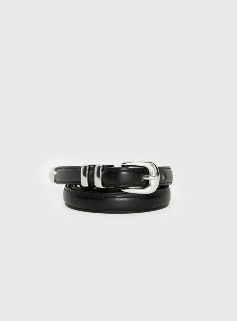 Night Changes Micro Faux Leather Belt Black