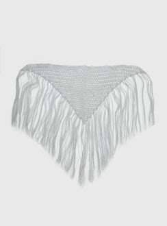 Briee Fringe Detail Hair Scarf Silver