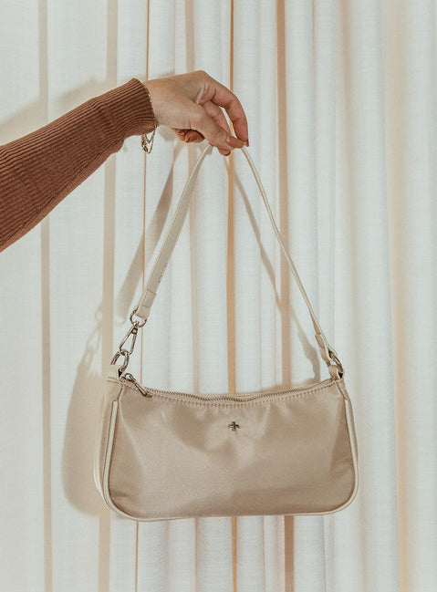 Peta & Jain Piper Bag Beige Nylon Silver Hardware