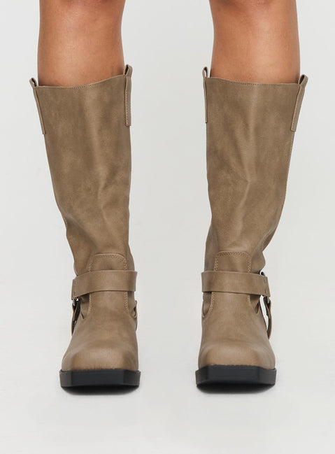 Wrecked Western Boots Beige