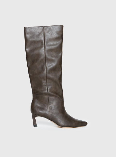 Aminah Knee High Boots Charcoal