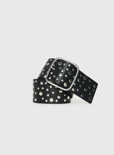 Wanna Find Out Faux Leather Belt Black / Silver
