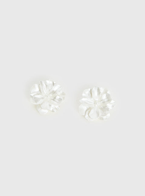 Livvy Floral Stud Earrings White