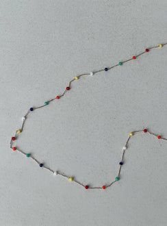 Beaded belt Gold tone hardware Multicolor Lobster clasp fastening  Beads are semi-fixed in position