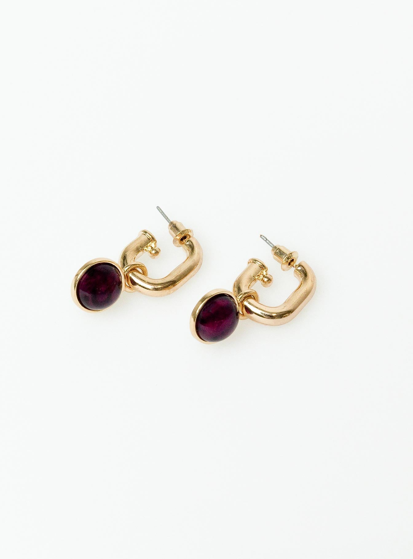 Earrings Gold toned  Gemstone detail Stud fastening