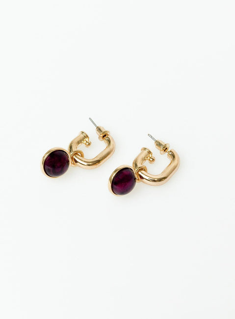 Earrings Gold toned  Gemstone detail Stud fastening