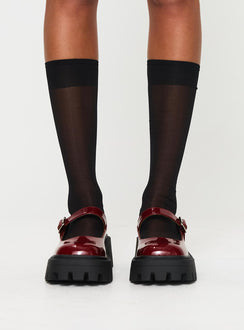 Mary jane shoes Patent material look, chunky platform, buckle fastening Princess Polly Lower Impact 