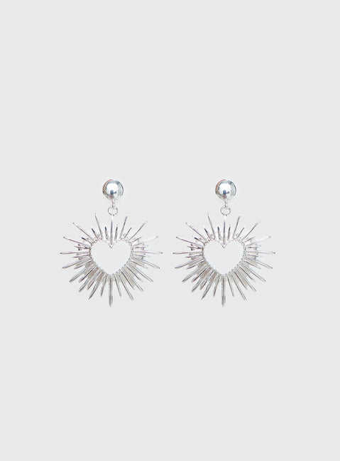 Manifest It Heart Earrings Silver