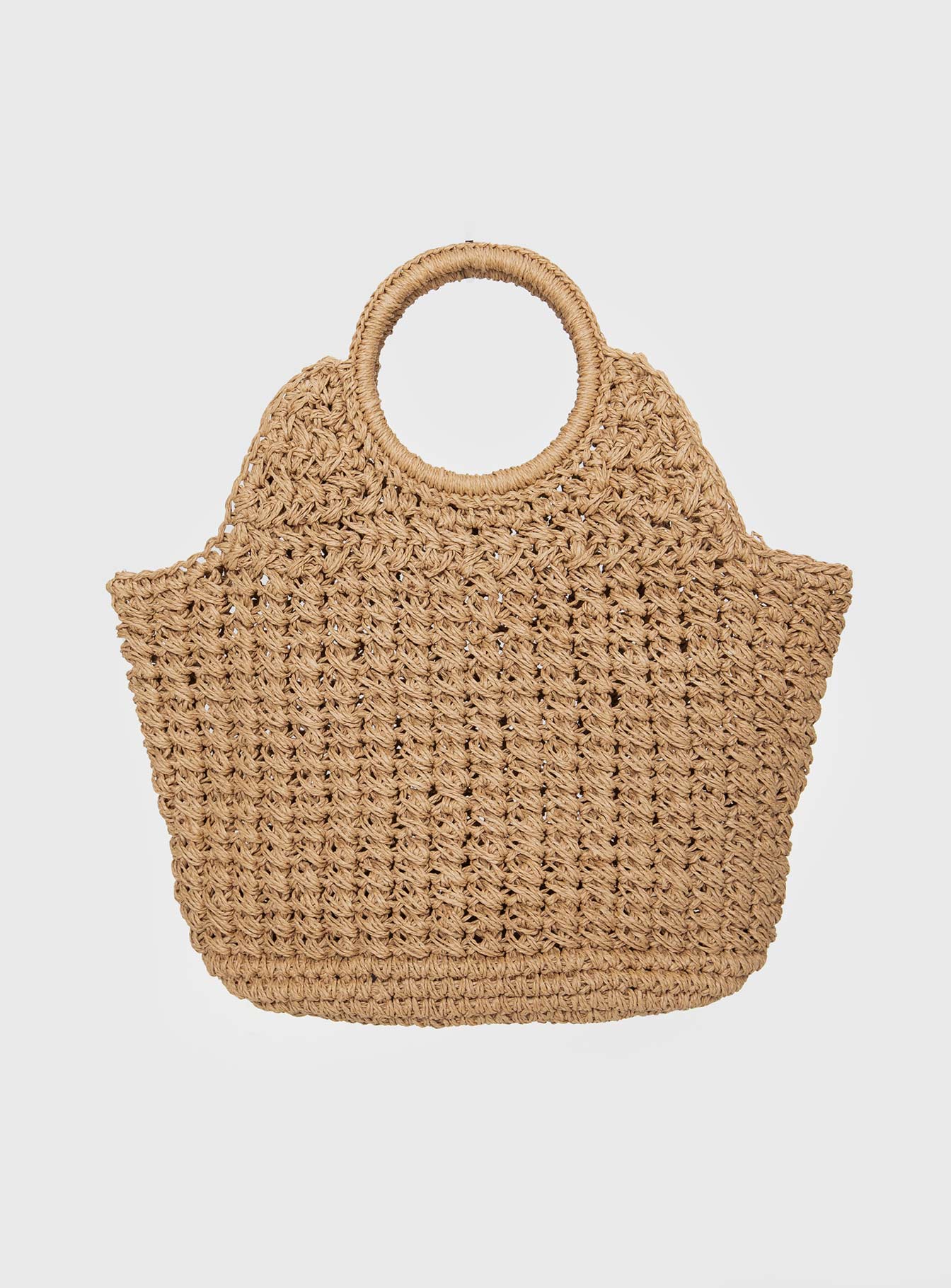 Woven bag Twin fixed handles, flat base
