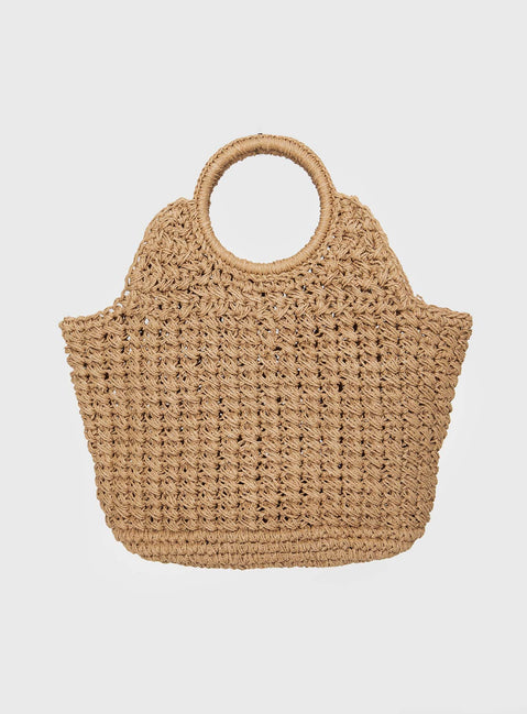 Woven bag Twin fixed handles, flat base