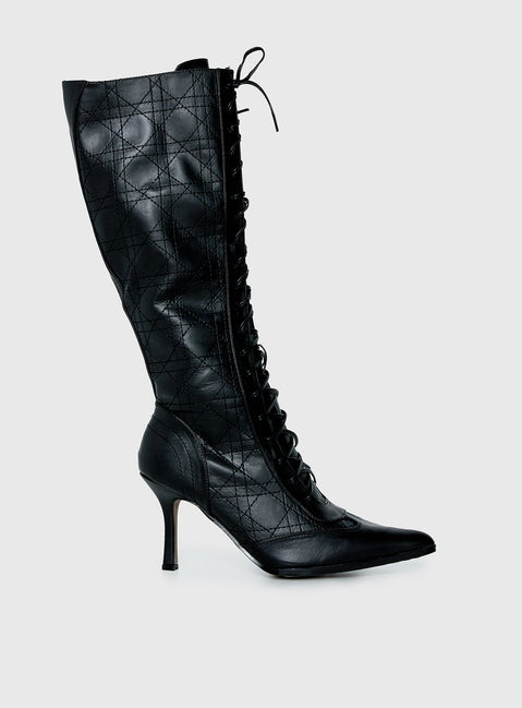 Creator Knee High Lace-Up Boots Black
