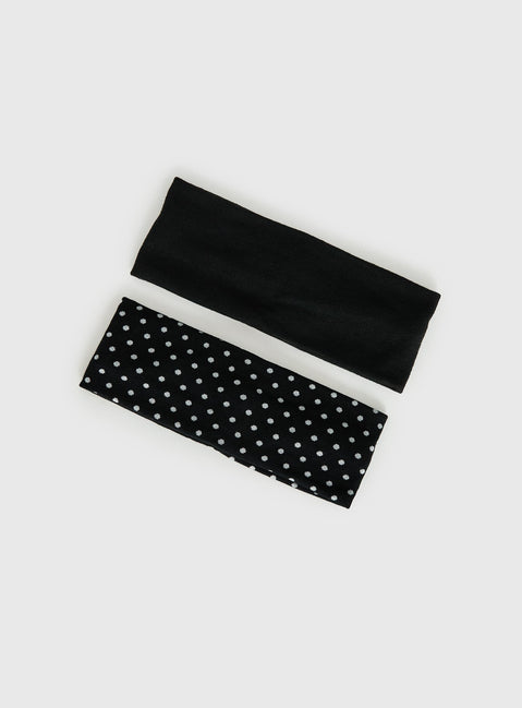 The Juney Headband Pack Black Polka Dot