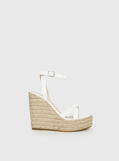 Jesper Espadrille Wedged Heels White Croc